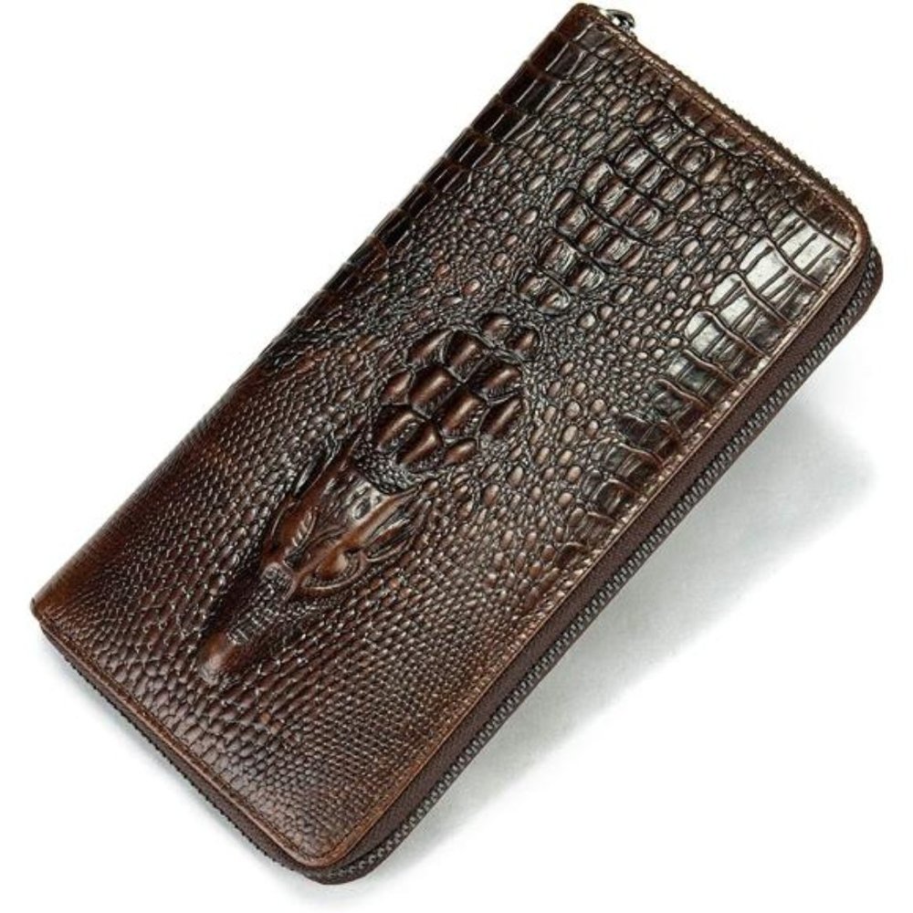 Genuine Leather Cool Long Wallets for Men Personalized Zip Around Wallet